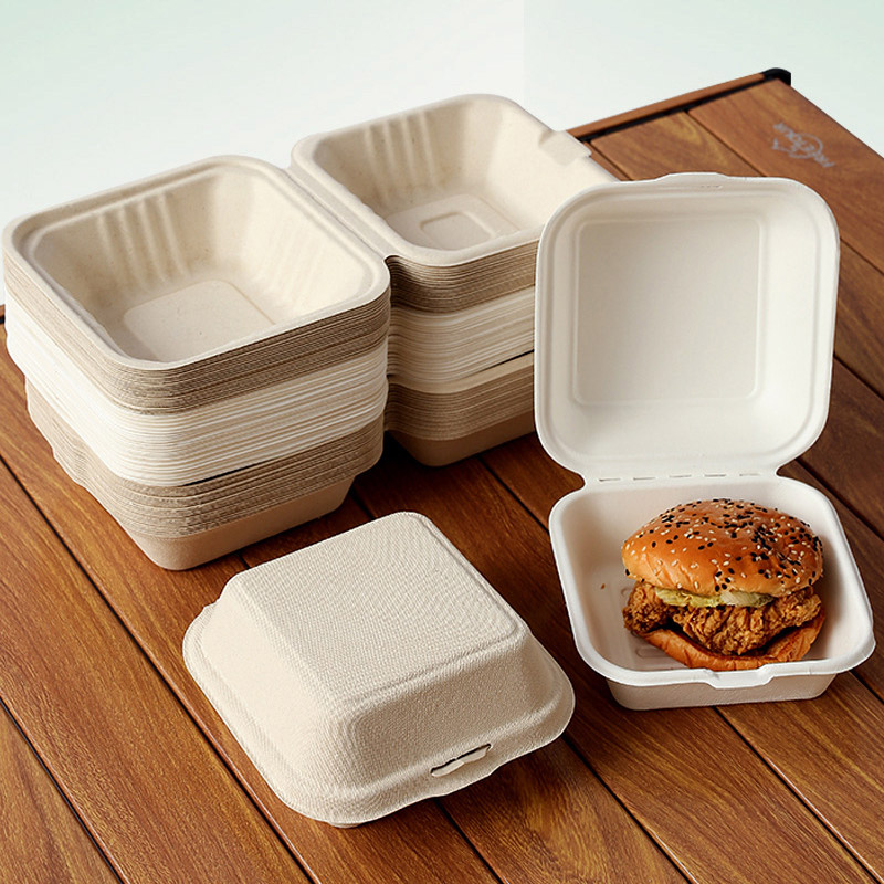 100% Compostable Sugarcane Food Box with Lid